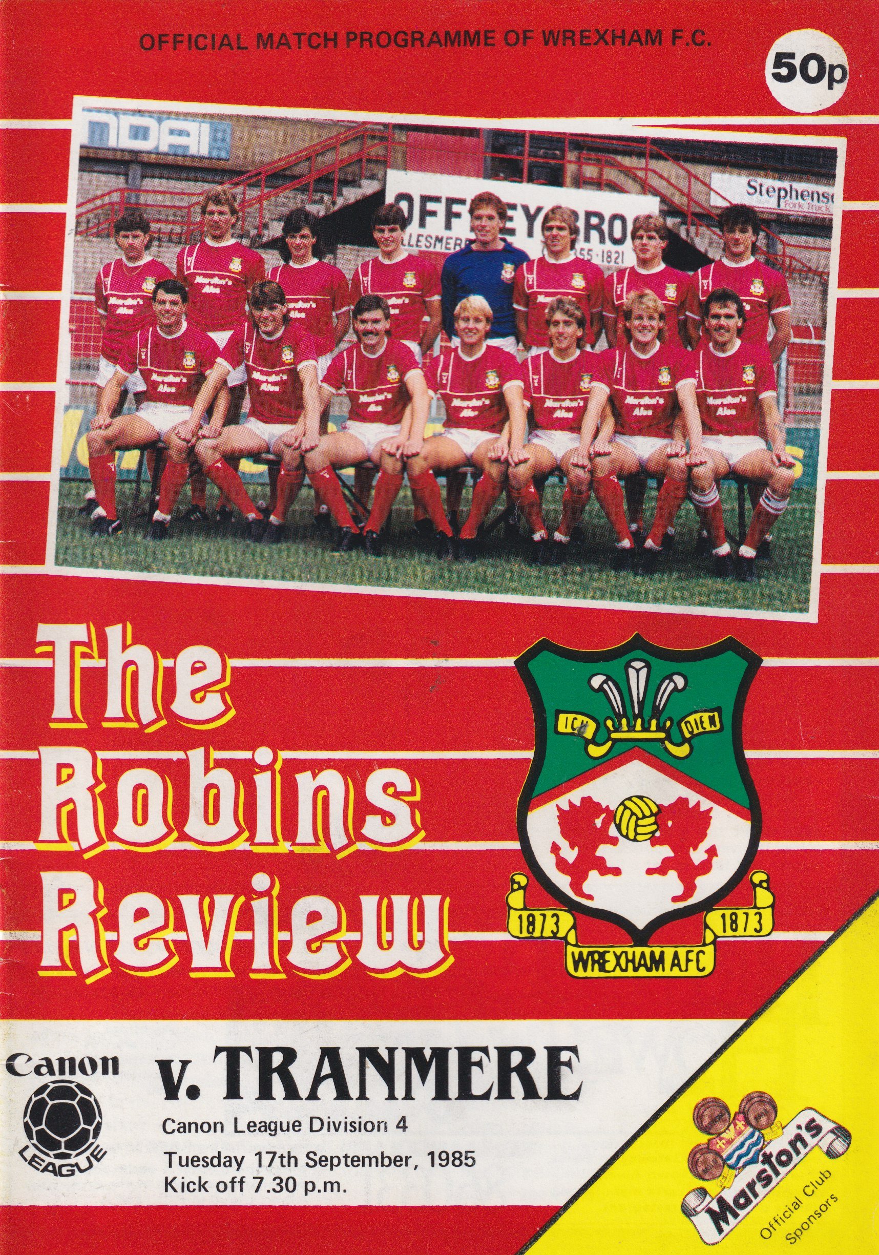 Wrexham v Tranmere Rovers match programme